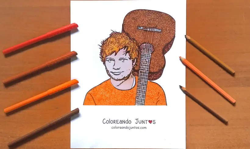 Coloriage d’Ed Sheeran colorié par Colorions Ensemble