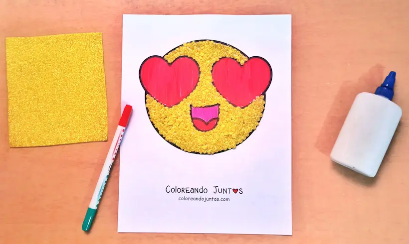 Dessin d'emoji d'amour colorié par Colorions Ensemble