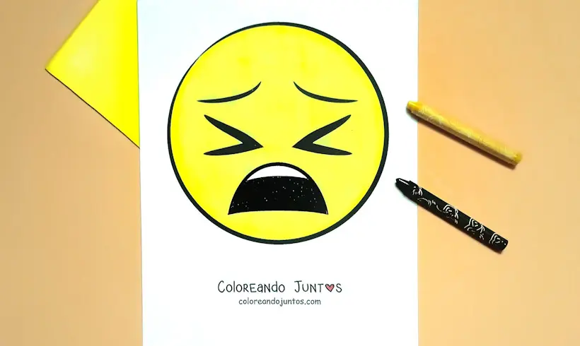 Dessin d'émoji de peur colorié par Colorions Ensemble