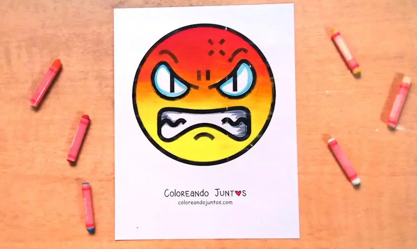 Dessin d’émoji en colère colorié par Colorions Ensemble