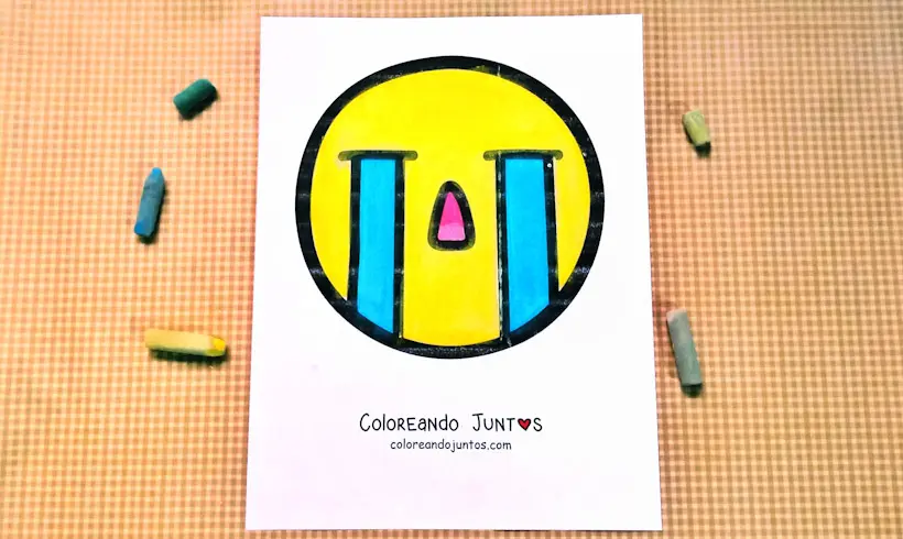 Dessin d'émoji triste colorié par Colorions Ensemble