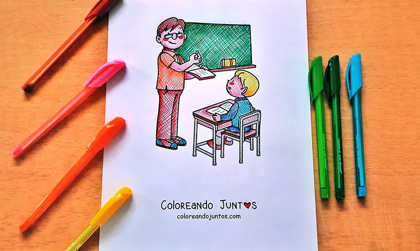 Dessin d’enseignant colorié par Colorions Ensemble