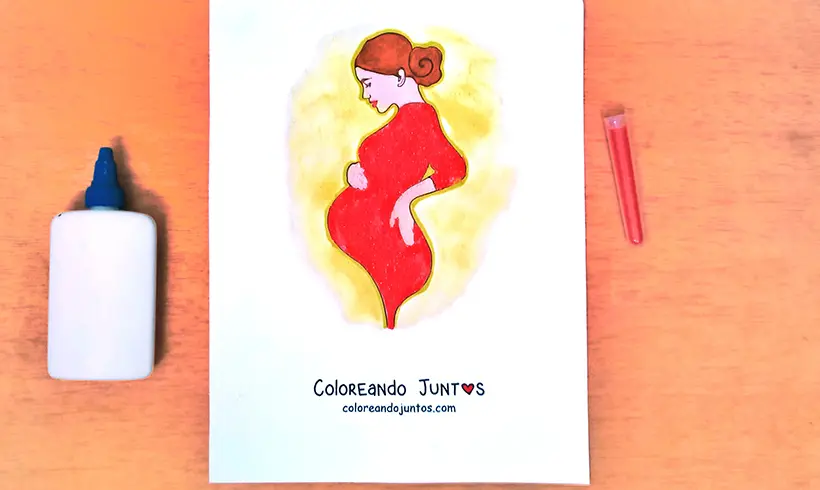 Dessin de femme enceinte colorié par Colorions Ensemble