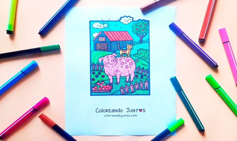 Dessin de ferme colorié par Colorions Ensemble