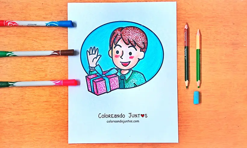 Dessin de la fête des Pères colorié par Colorions Ensemble