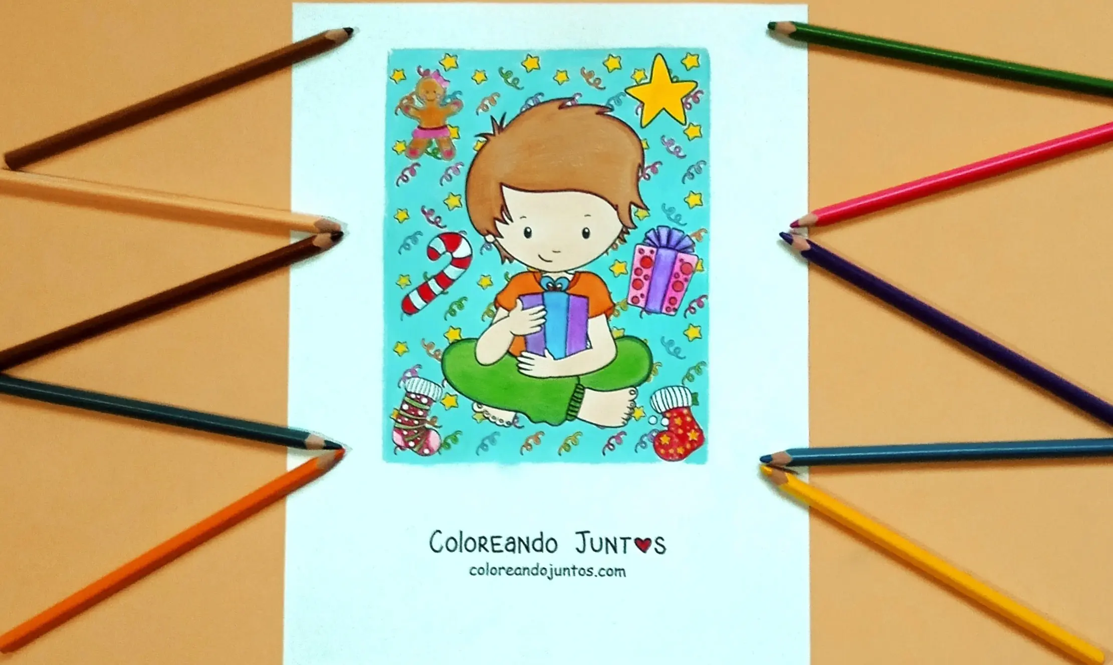 Dessin de fête kawaii colorié par Colorions Ensemble