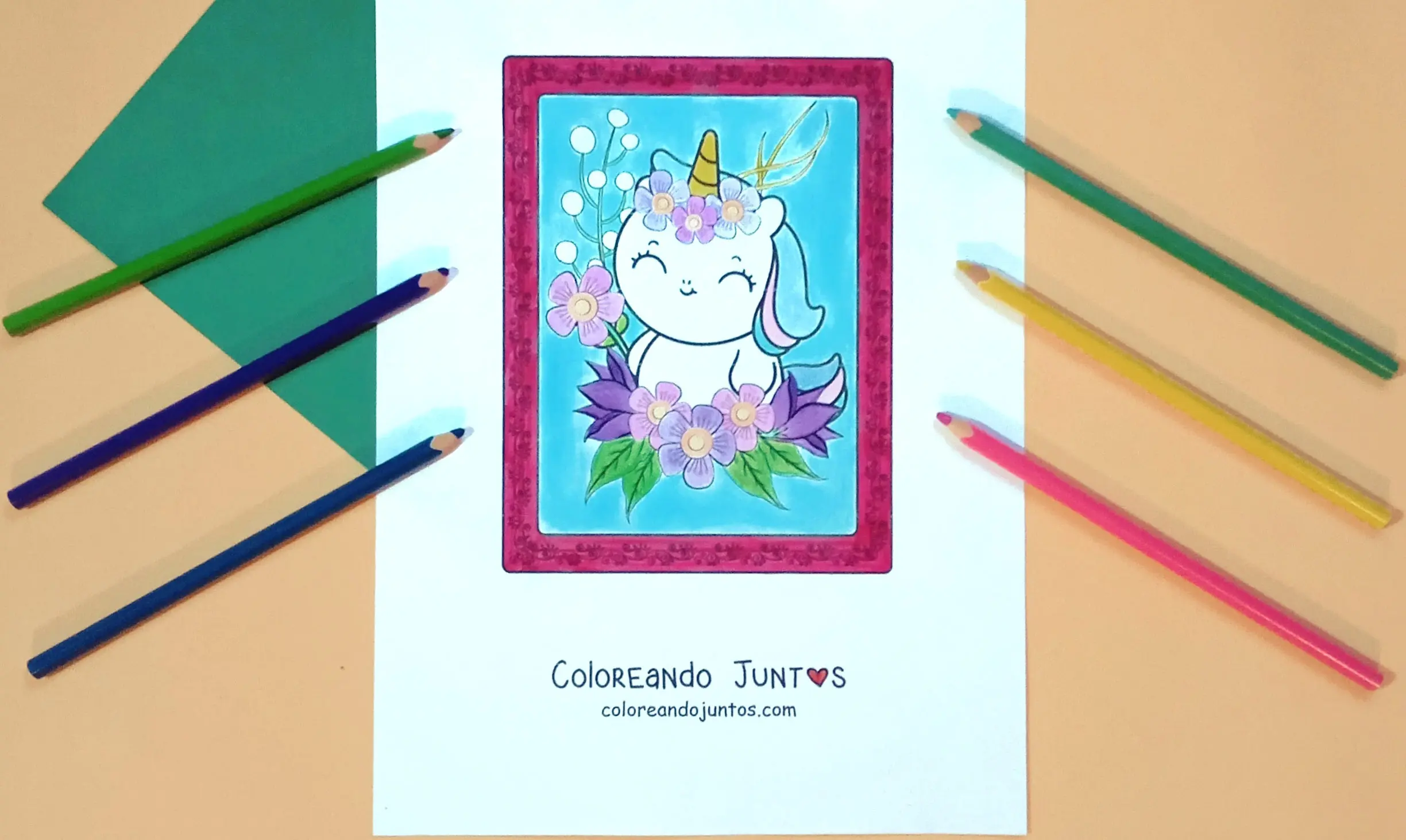 Dessin de fleurs kawaii colorié par Colorions Ensemble