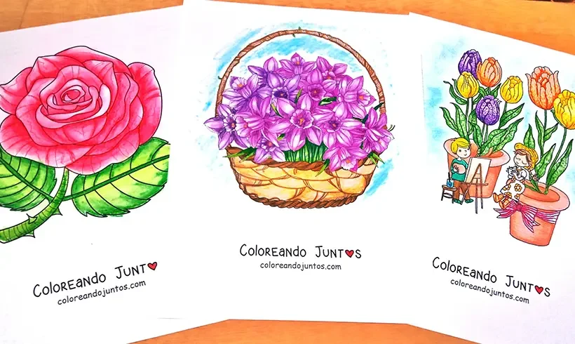 Coloriages de fleurs réalisés par Colorions Ensemble