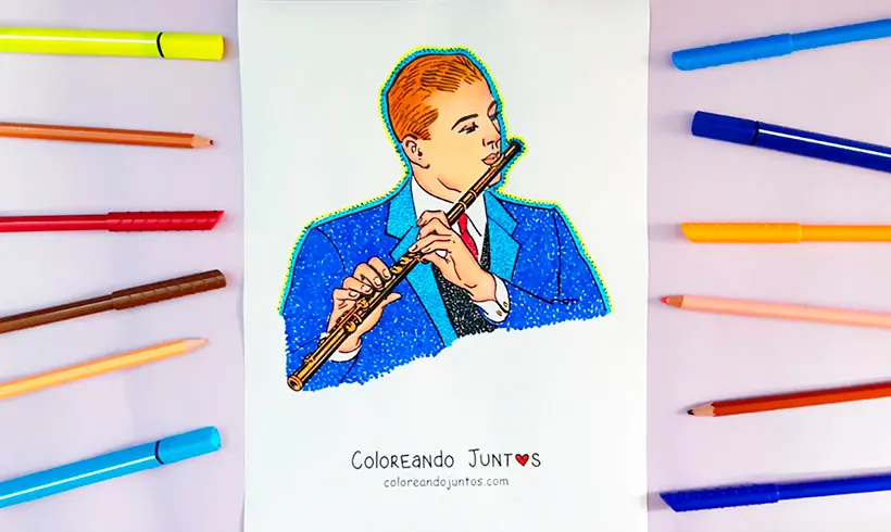 Dessin de flûte colorié par Colorions Ensemble