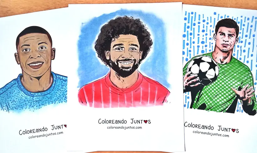 Coloriages de footballeurs célèbres coloriés par Colorions Ensemble
