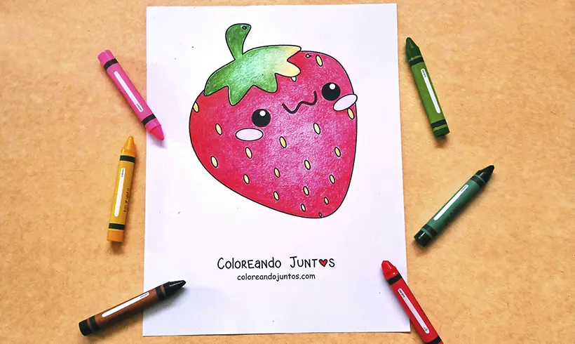 Dessin de fraise colorié par Colorions Ensemble