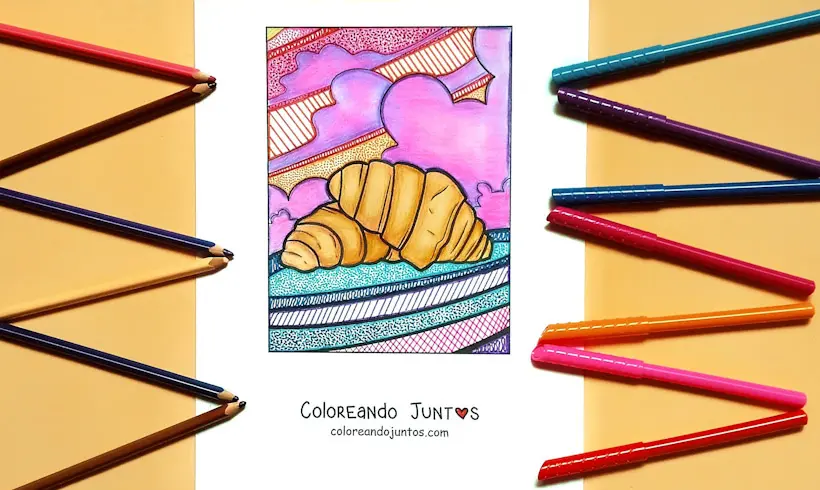 Dessin de croissant de la France colorié par Colorions Ensemble