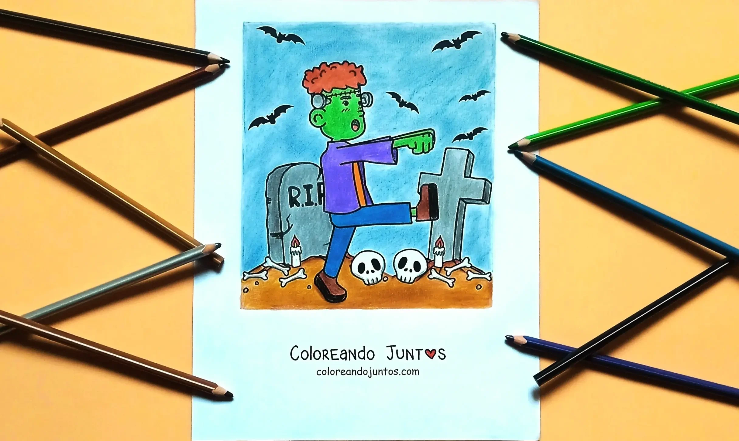 Dessin de Frankenstein colorié par Colorions Ensemble