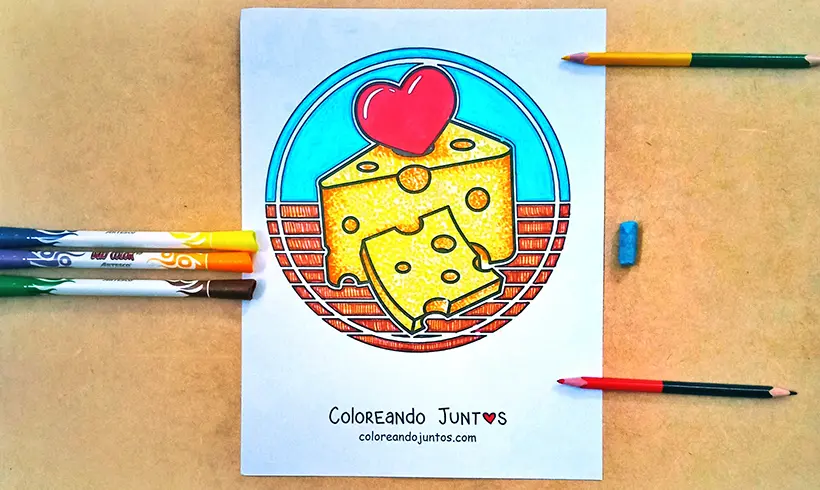 Dessin de fromage colorié par Colorions Ensemble
