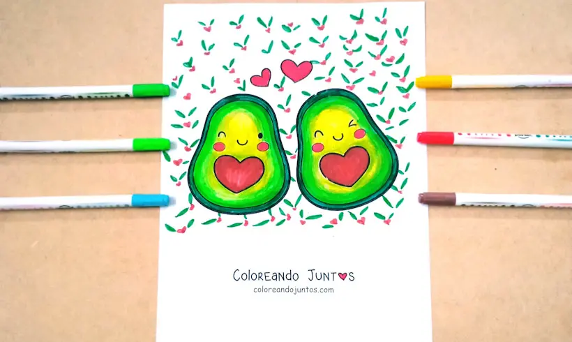 Dessin de fruits kawaii colorié par Colorions Ensemble