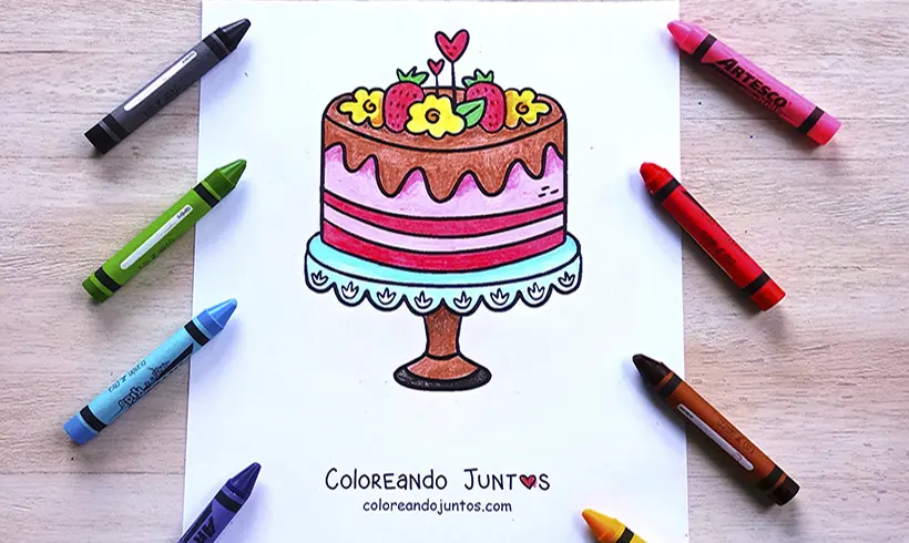 Dessin de gâteau colorié par Colorions Ensemble
