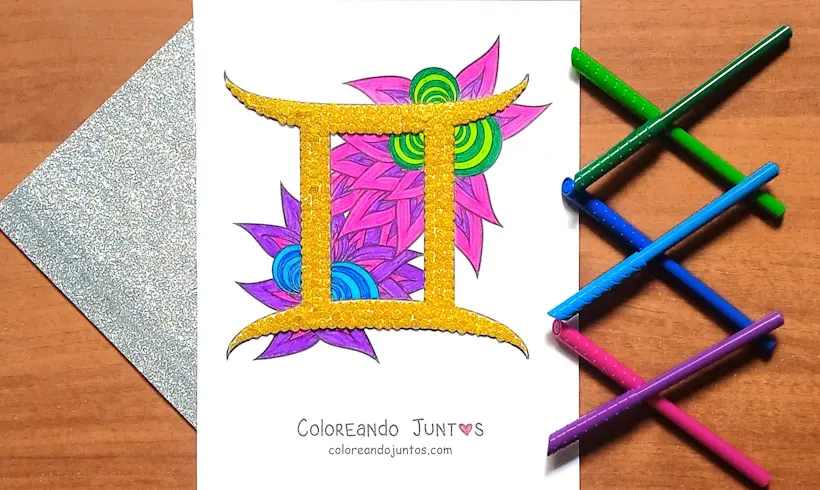 Dessin du signe Gémeaux colorié par Colorions Ensemble