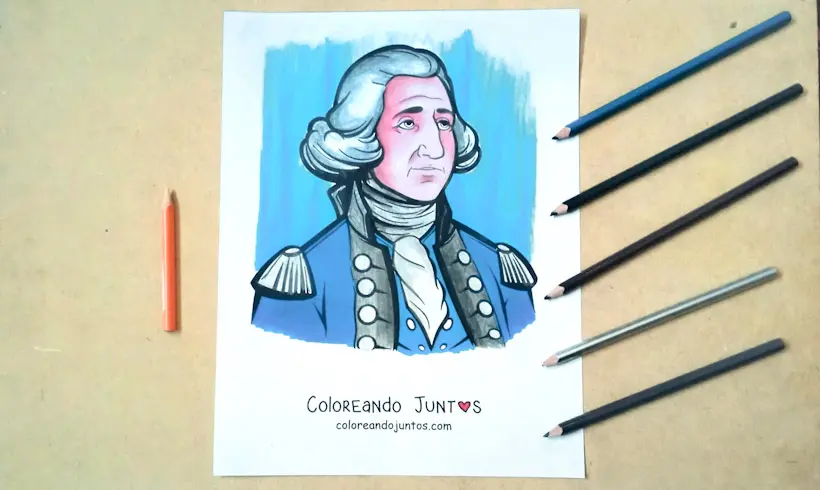 Dessin de George Washington colorié par Colorions Ensemble