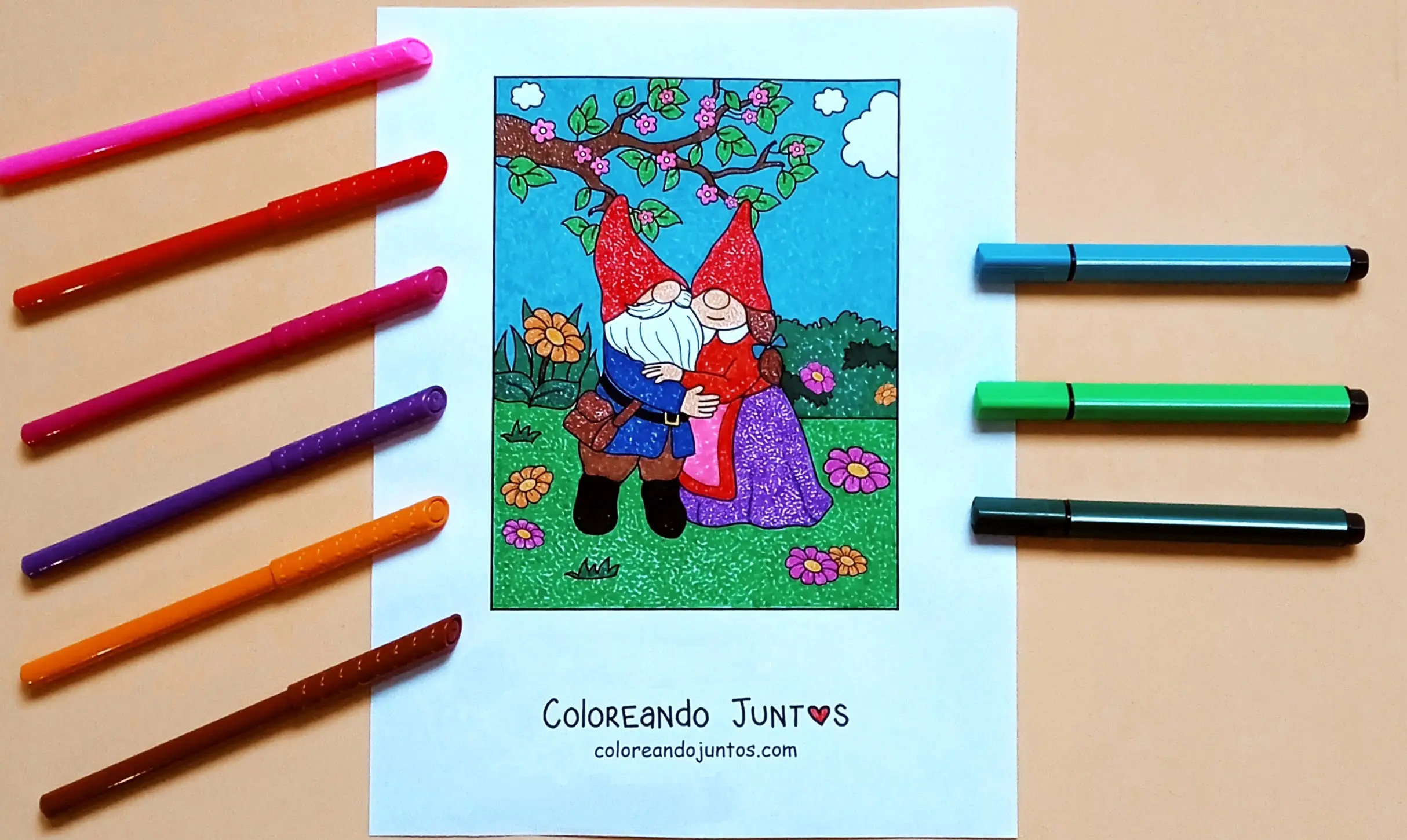 Dessin de gnomes coloriés par Colorions Ensemble