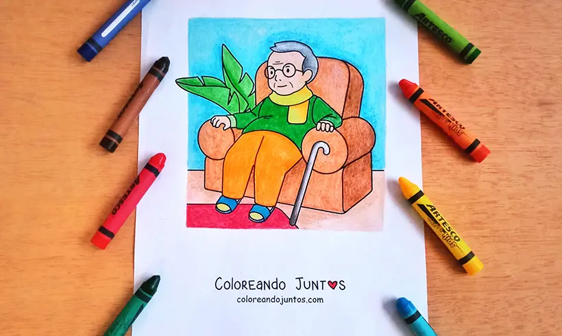 Dessin de grand-père colorié par Colorions Ensemble