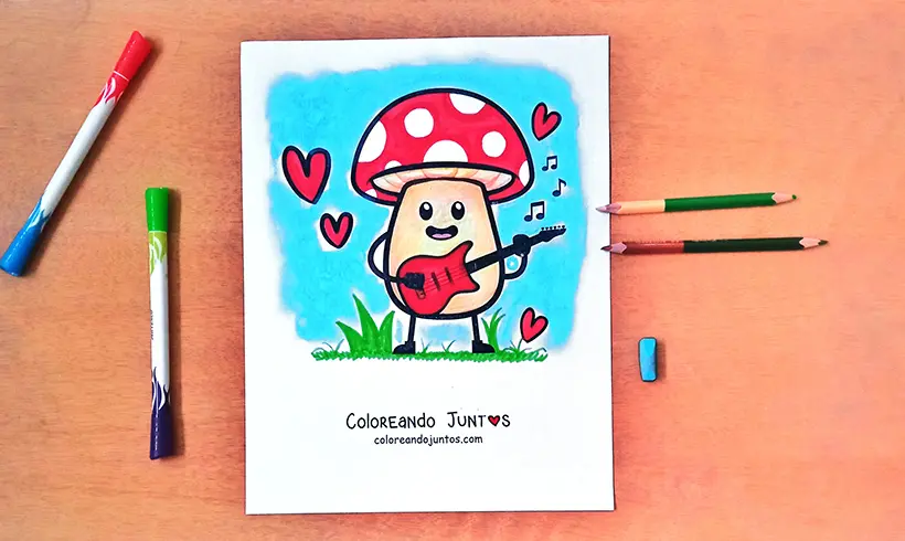 Coloriage de guitare colorié par Colorions Ensemble