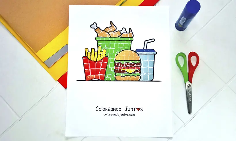 Dessin de hamburger colorié par Colorions Ensemble