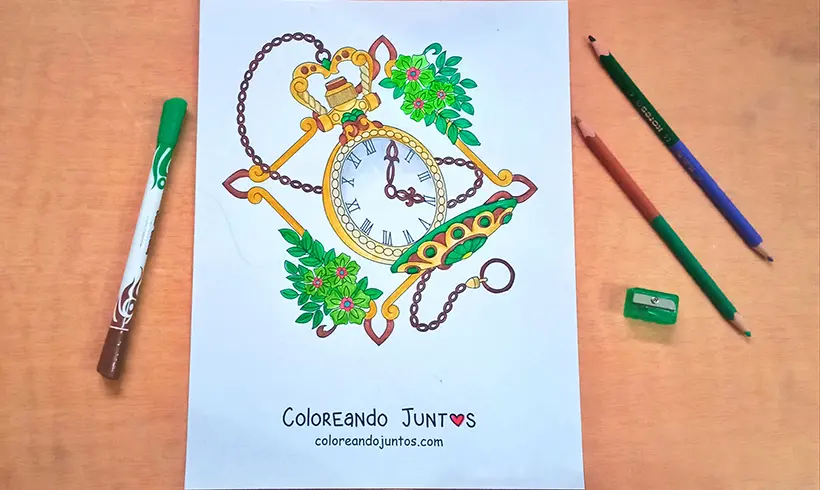Dessin d'horloge colorié par Colorions Ensemble