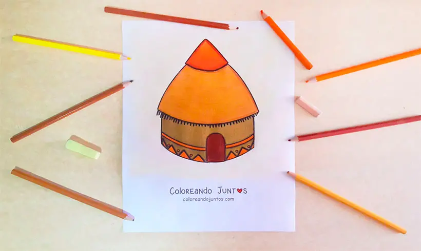 Dessin de hutte colorié par Colorions Ensemble