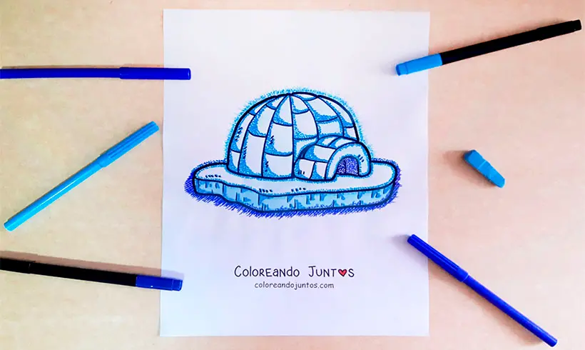 Dessin d’igloo colorié par Colorions Ensemble