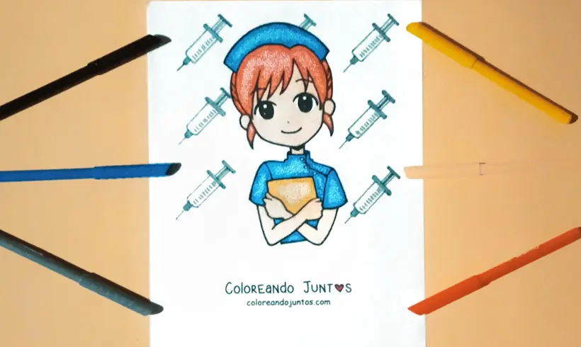 Dessin d'infirmière colorié par Colorions Ensemble