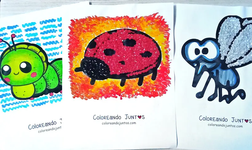 Coloriages d'insectes réalisés par Colorions Ensemble