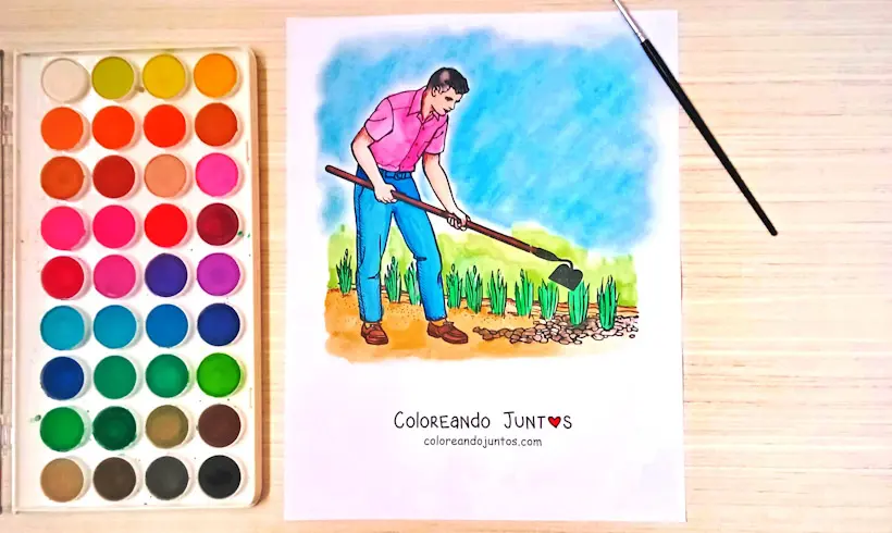 Dessin de jardinier colorié par Colorions Ensemble