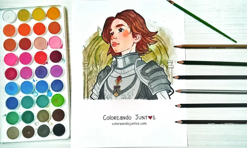 Dessin de Jeanne d'Arc colorié par Colorions Ensemble