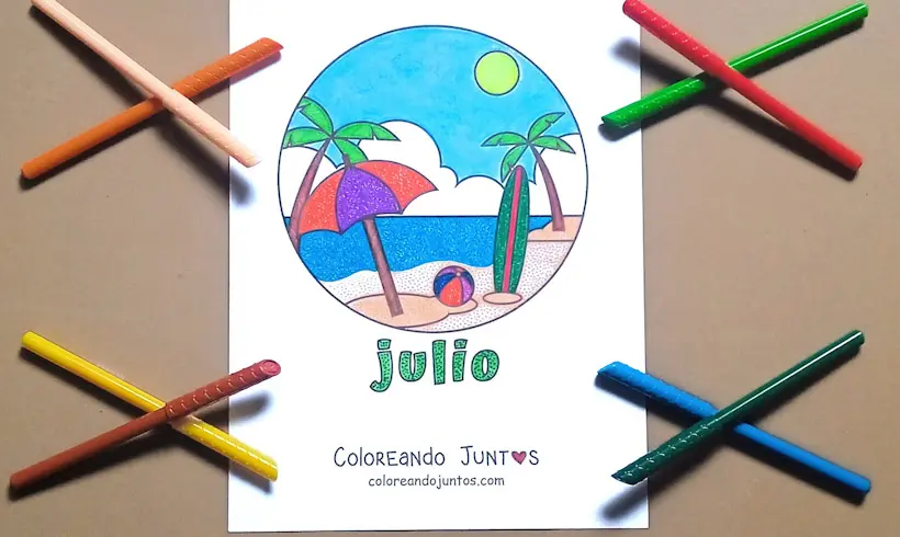 Dessin du mois de juillet colorié par Colorions Ensemble