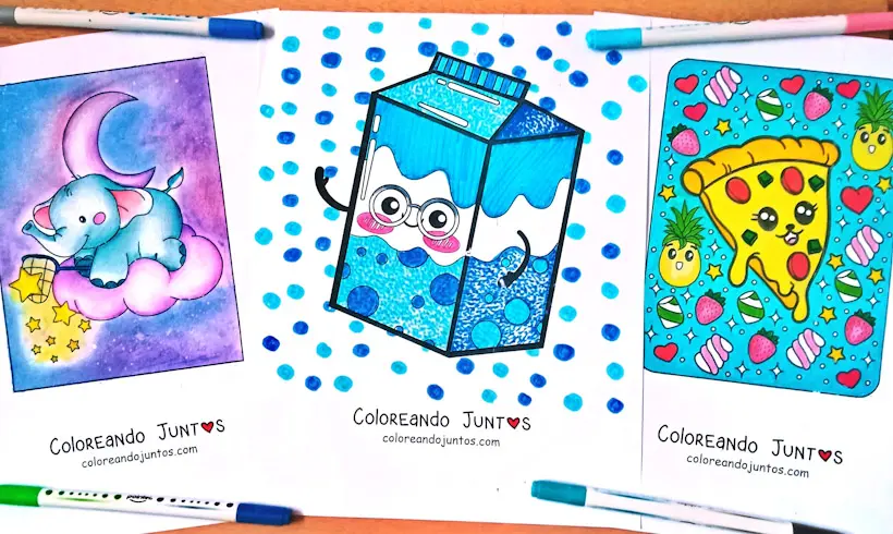 Coloriages kawaii réalisés par Colorions Ensemble