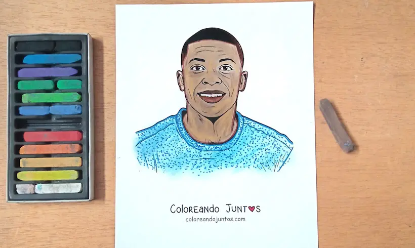 Dessin de Kylian Mbappé colorié par Colorions Ensemble
