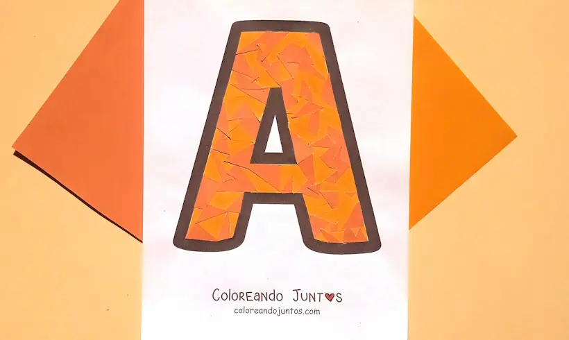 Dessin de la lettre A de l'alphabet colorié par Colorions Ensemble