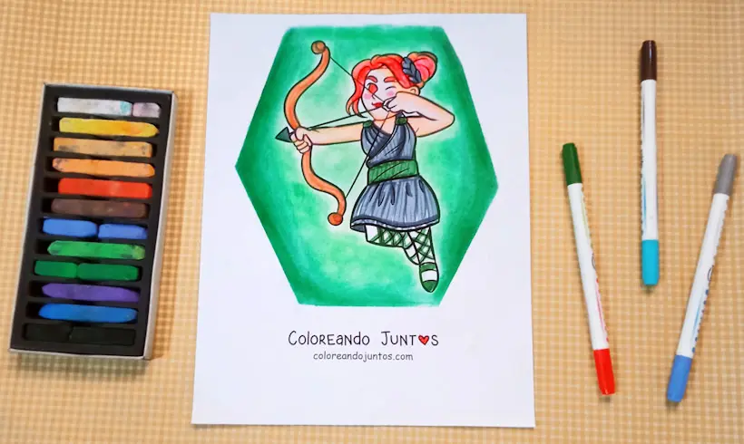 Dessin de la déesse Artémis colorié par Colorions Ensemble
