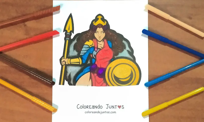 Dessin de la déesse Athéna colorié par Colorions Ensemble