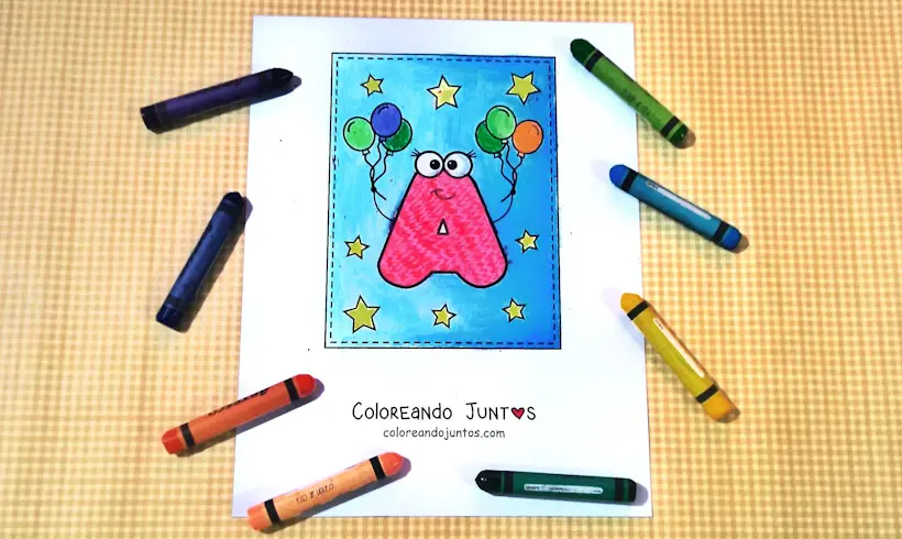 Dessin de la lettre A colorié par Colorions Ensemble