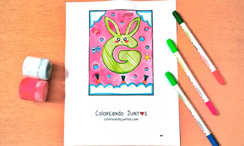Dessin de la lettre G colorié par Colorions Ensemble