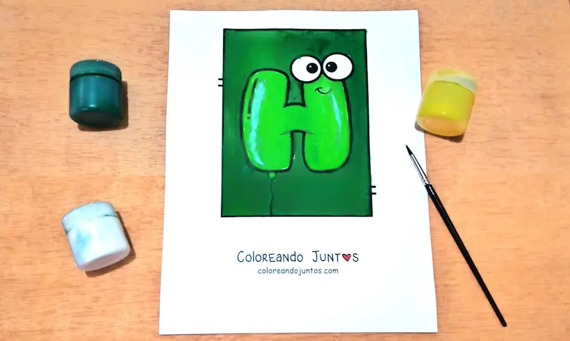 Dessin de la lettre H colorié par Colorions Ensemble