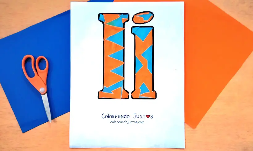 Dessin de la lettre I colorié par Colorions Ensemble