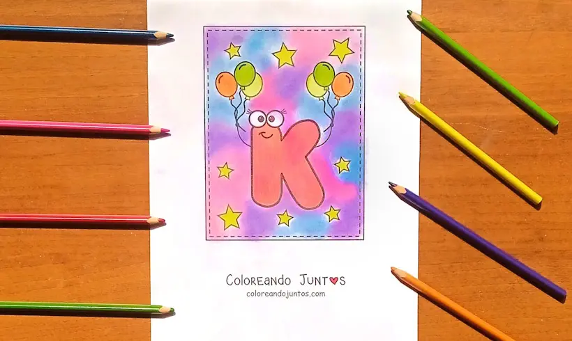 Dessin de la lettre K colorié par Colorions Ensemble