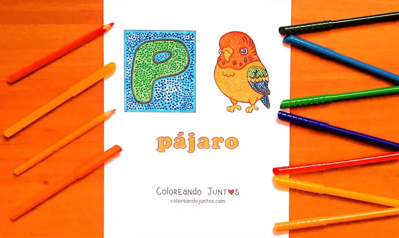 Dessin de la lettre P colorié par Colorions Ensemble