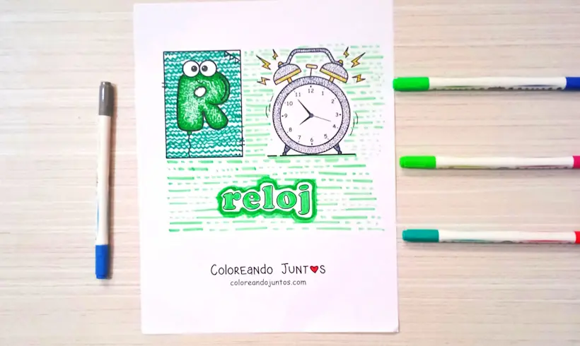 Dessin de la lettre R colorié par Colorions Ensemble
