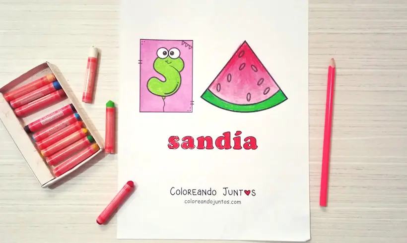 Dessin de la lettre S colorié par Colorions Ensemble