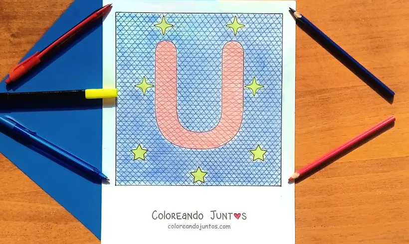 Dessin de la lettre U colorié par Colorions Ensemble
