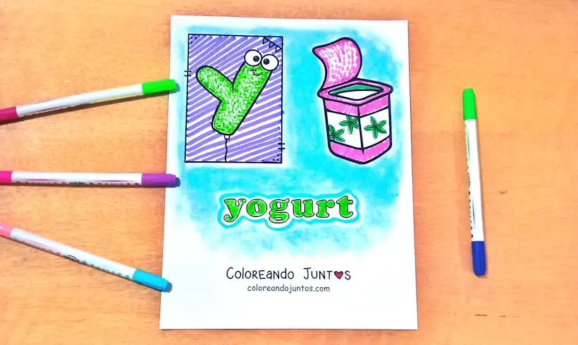 Dessin de la lettre Y colorié par Colorions Ensemble