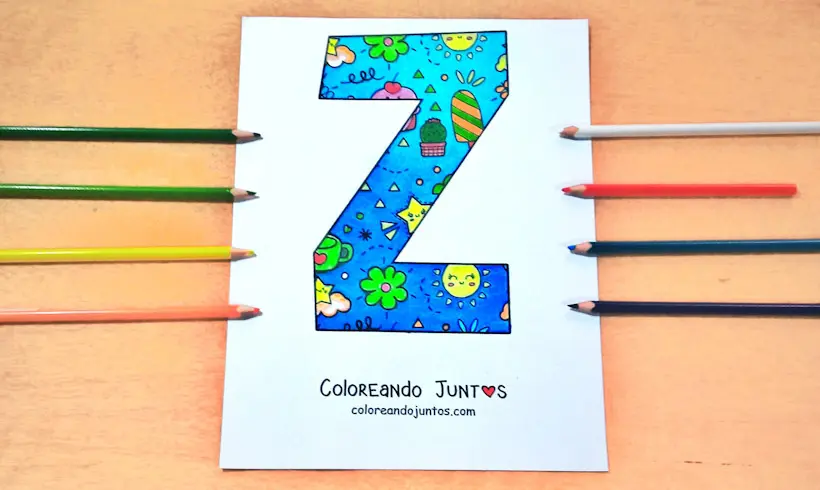 Dessin de la lettre Z colorié par Colorions Ensemble